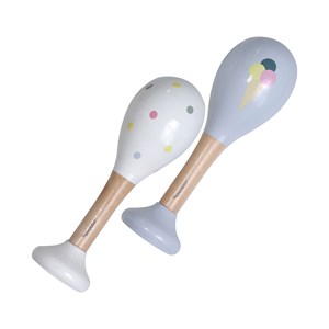 Hochets en bois glace et pois