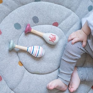 Hochets en bois poulpe et rayures