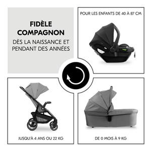 Poussette ensemble trio shop n care gris