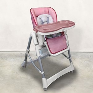 Chaise haute bébé pliable - rose