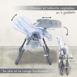 Chaise haute bébé pliable étoile colorée