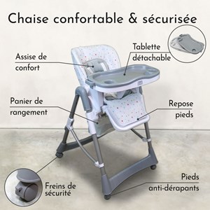 Chaise haute bébé pliable étoile colorée