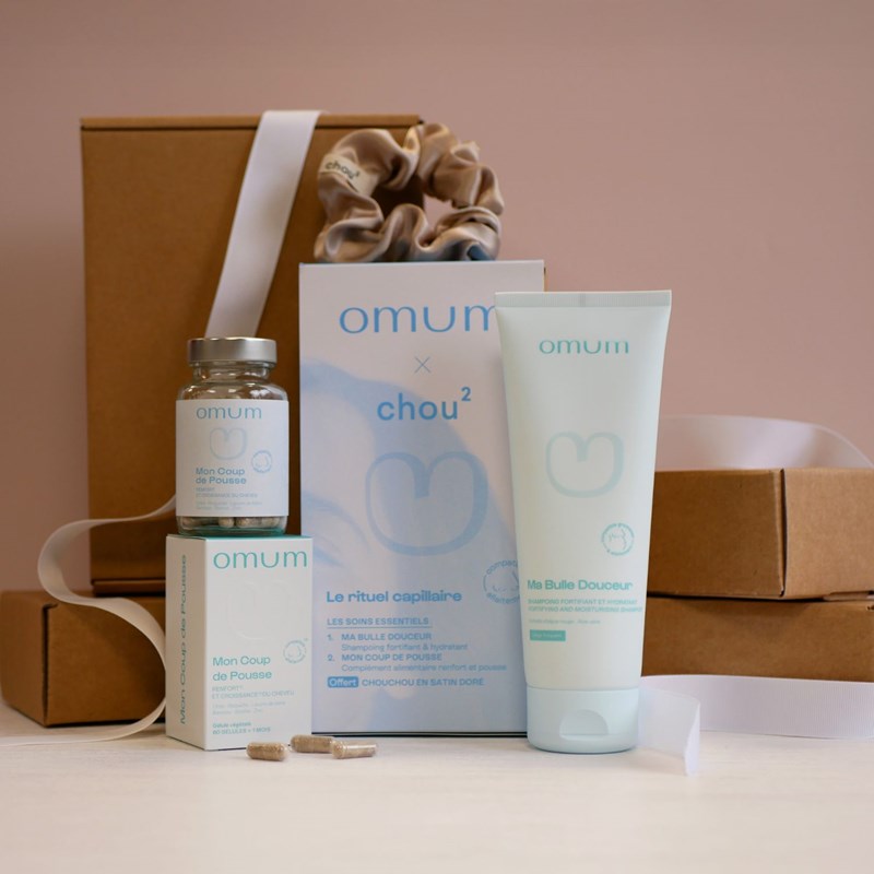 Coffret cadeau cheveux soins capillaires omum & chou²