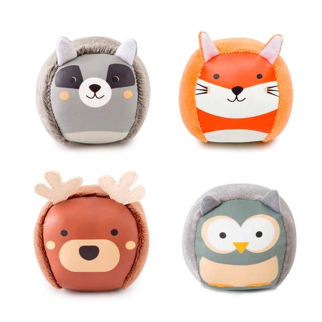 Set de 4 balles doudous forêt