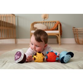 Set de 4 balles doudous amis dinos