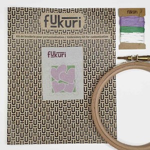 Kit broderie - timbre coeurs parme