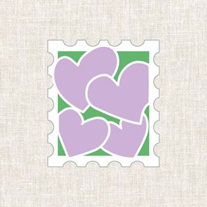 Kit broderie - timbre coeurs parme