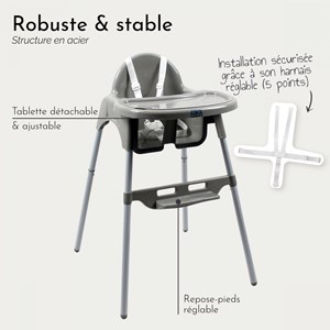 Chaise haute bébé - gris