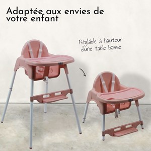 Chaise haute bébé - rose
