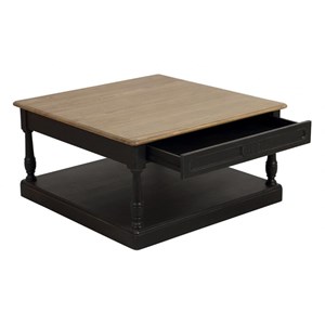Table basse carrée bois noir - manoir