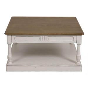 Table basse carrée bois blanc - manoir