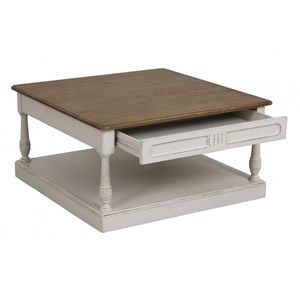 Table basse carrée bois blanc - manoir