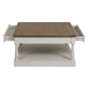 Table basse carrée bois blanc - manoir