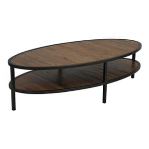 Table basse ovale - bois - marron -