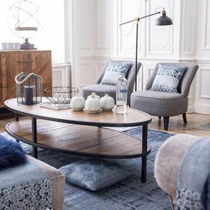 Table basse ovale bois marron -