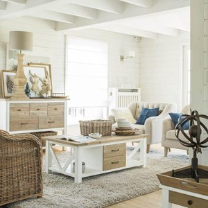 Table basse rectangulaire bois blanc -