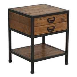 Table de chevet 1 tiroir bois marron -