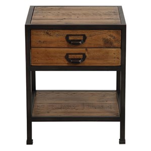 Table de chevet 1 tiroir bois marron -