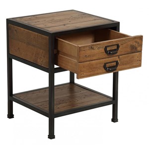 Table de chevet 1 tiroir bois marron -