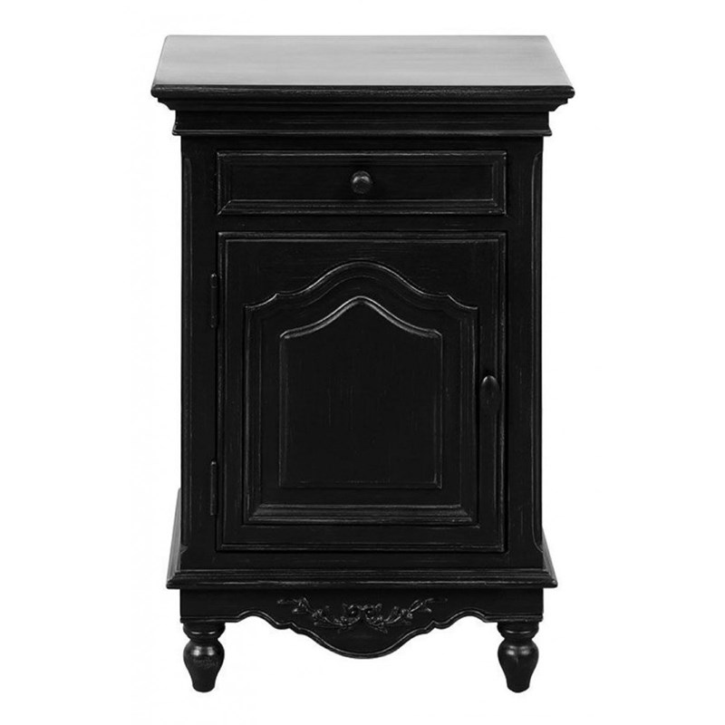 Table de chevet 1 porte bois noir -