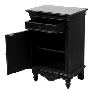 Table de chevet 1 porte mdf noir -