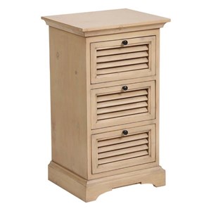 Table de chevet 3 tiroirs bois naturel -