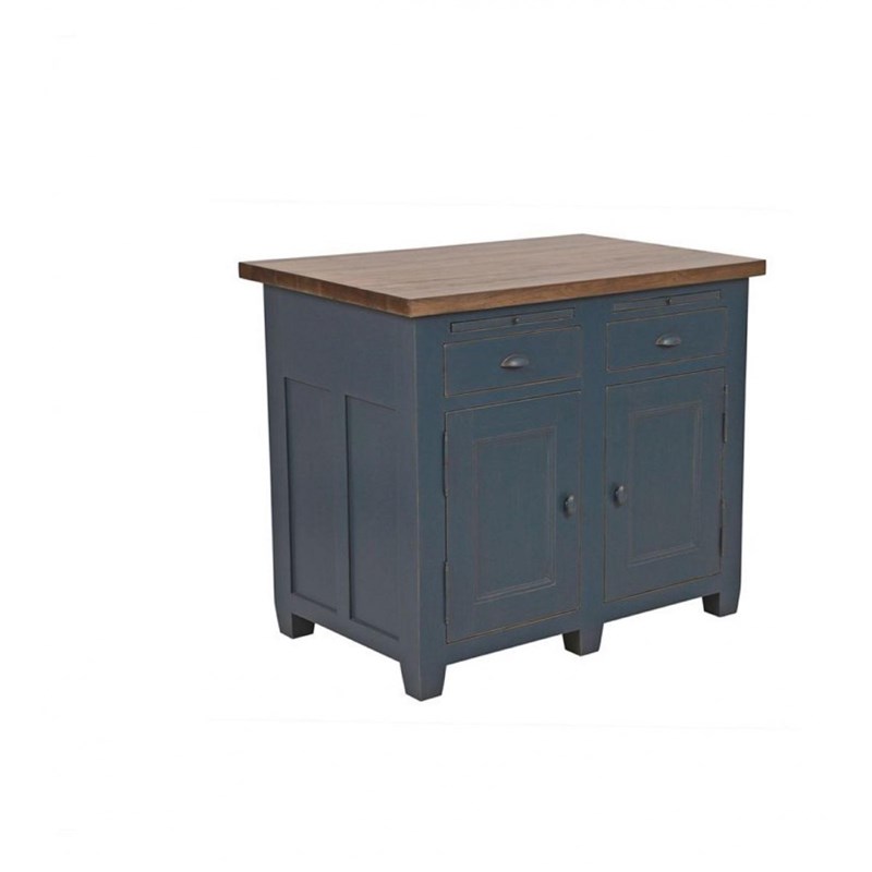 Buffet bas 2 portes 2 tiroirs bois bleu