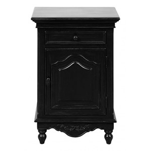 Table de chevet 1 porte bois noir -