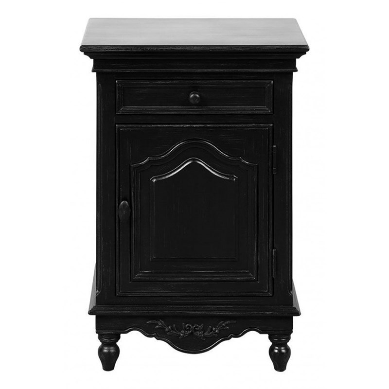 Table de chevet 1 porte bois noir -