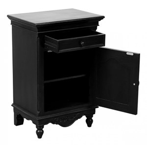 Table de chevet 1 porte mdf noir -