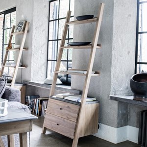 Bibliothèque étagère échelle bois gris -