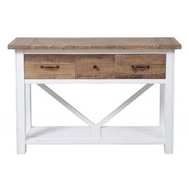 Console 3 tiroirs bois blanc - rivages