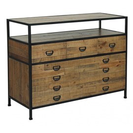 Commode 5 tiroirs bois marron -