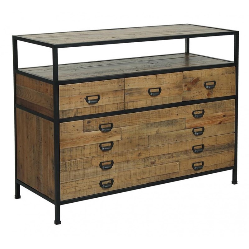 Commode 5 tiroirs bois marron -