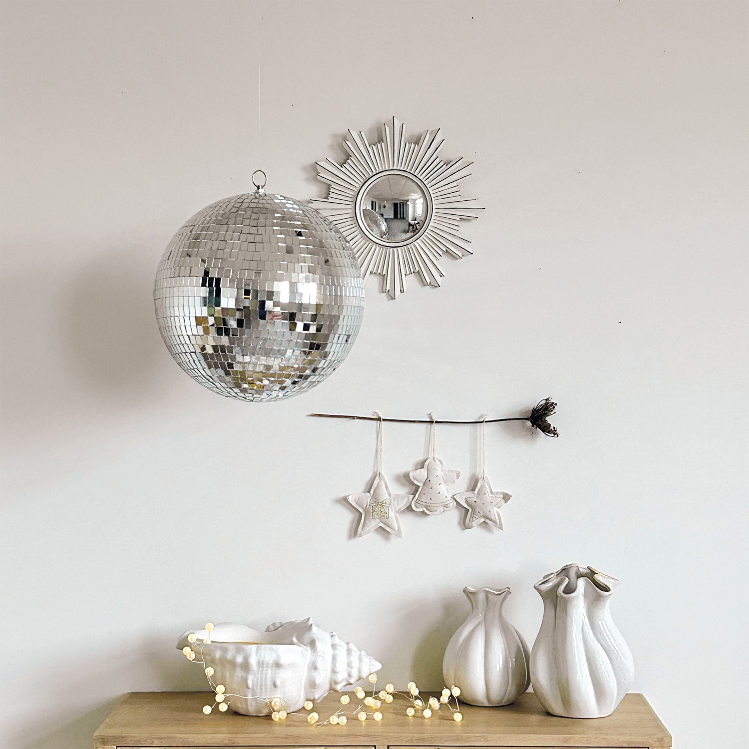 Boule Disco Suspendue En Forme De Nuages - Décoration De Fête Réfléchissante - 31x15x11 Cm, Chaîne De 40 Cm - 9