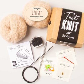 Bonnet eben à tricoter sable   a