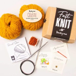 Bonnet eben à tricoter ambre rou