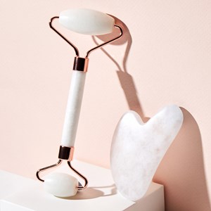 Guasha cristal de roche + rouleau jade