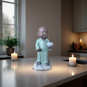 Statue bouddha porte encens aumone