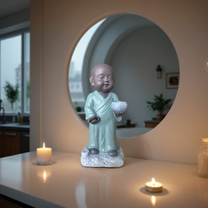 Statue bouddha porte encens aumone