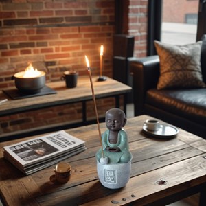 Statue bouddha porte encens dhyana