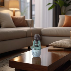 Statue bouddha porte encens dhyana