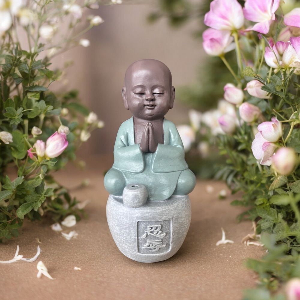 Statue De Bouddha Avec Brûleur D'encens - Décoration Zen Pour Méditation, Bureau Ou Salon - 7,5x7,5x9,5 Cm