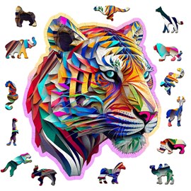 Puzzle en bois tigre coloré 150 pcs