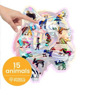 Puzzle en bois tigre coloré 150 pcs