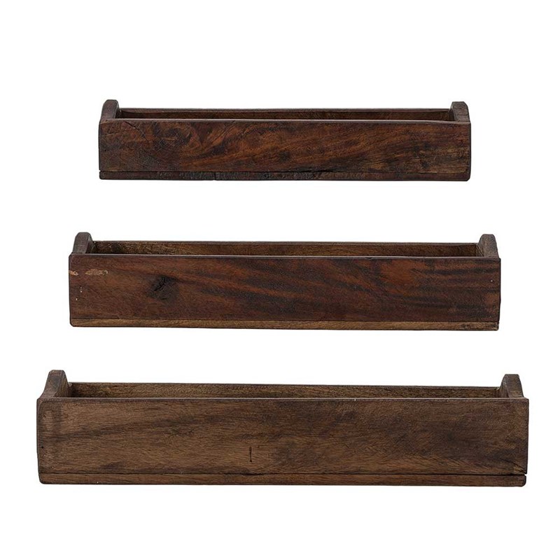 Lot de 3 boites en bois d'orme coloris