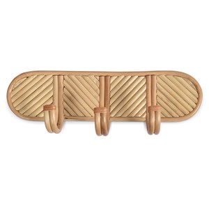 Porte-manteau mural en bambou naturel 3 crochets