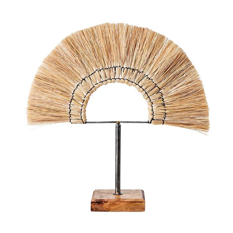 Objet déco demi-cercle en paille ethnique h45cm