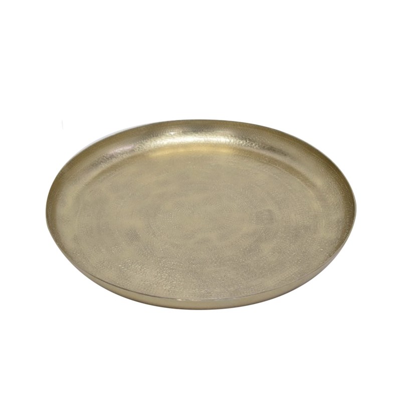 Plateau rond en aluminium doré