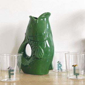 Pichet ou vase poisson vert